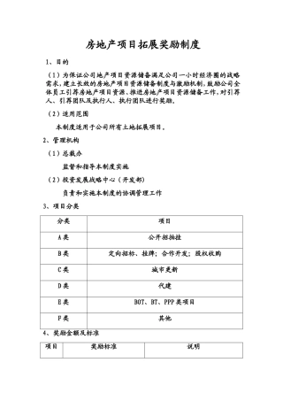 房地产项目拓展奖励制度