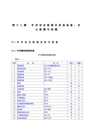 第十二章矿井安全检测及其他装备、矿山救援与保健