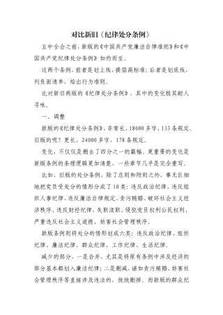 对比新旧《纪律处分条例》