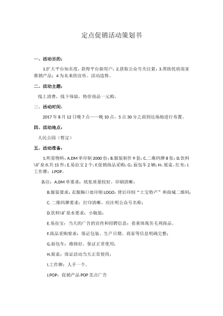 定点促销活动策划书