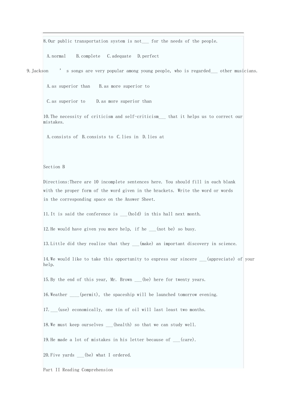 云南省普通专升本英语模拟试题及答案（-）_第3页