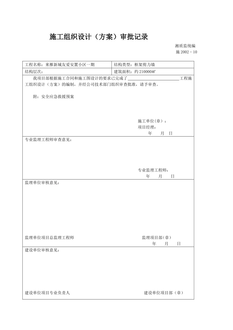 湖南鸿翔建设有限公司来雁新城友爱安置小区一期住宅安全应急救援预案_第2页