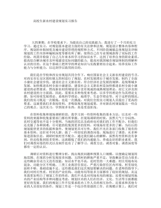 高校生新农村建设规划实习报告