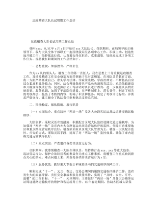 运政稽查大队长试用期工作总结