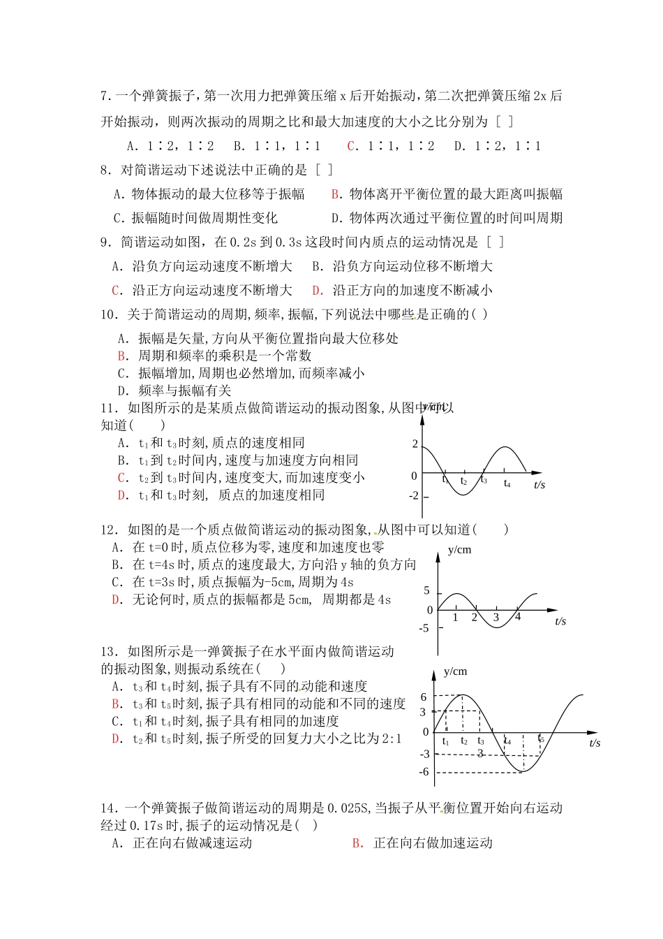 简谐振动测试题(带答案)_第2页
