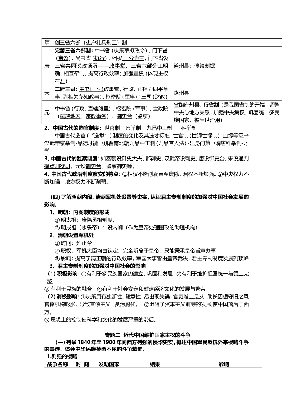 高一历史上学期期末知识点复习_第2页