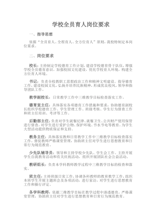 学校全员育人岗位要求
