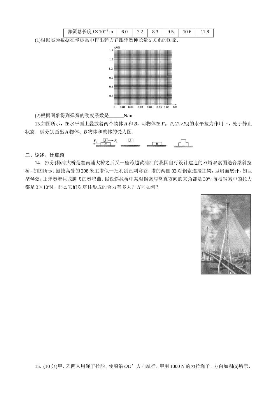 高一物理第三章《相互作用》试题_第3页