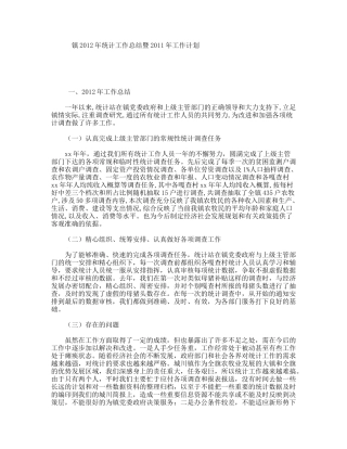 镇年统计工作总结暨年工作计划