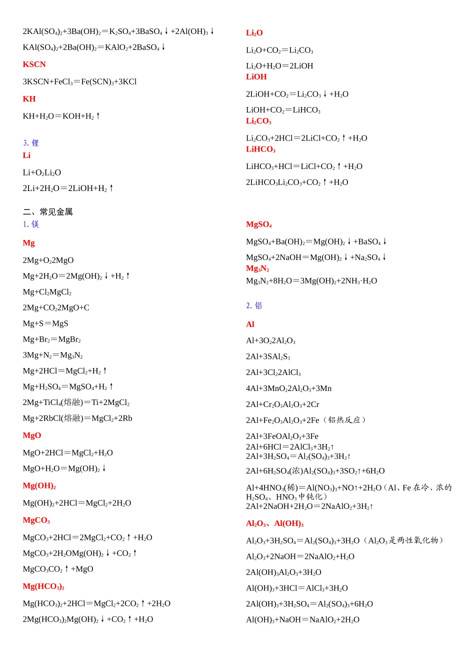 高中化学方程式总结_第3页