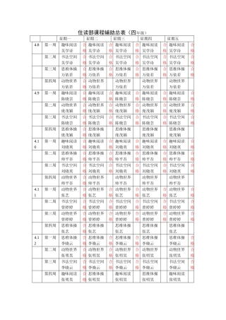 住读部课程辅助总表（四年级）
