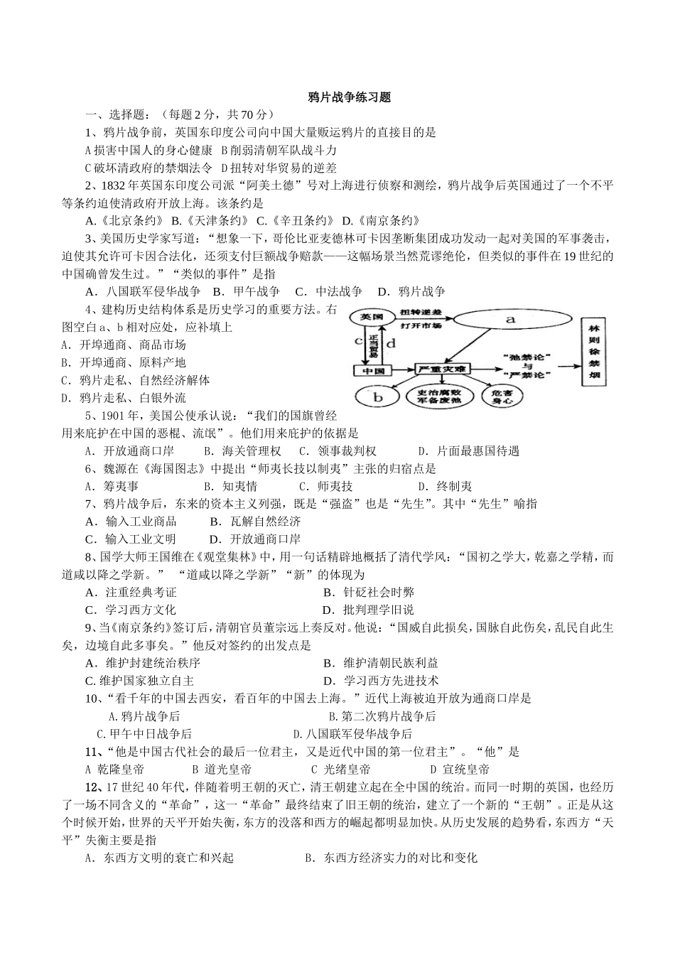 鸦片战争练习题_第1页
