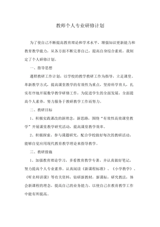 教师个人专业研修计划