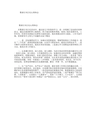 整肃行风行纪心得体会