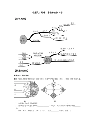 专题九：地球、宇宙和空间科学