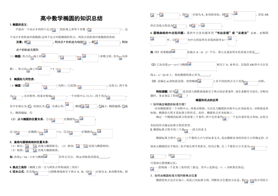 高中数学椭圆的知识总结_第1页
