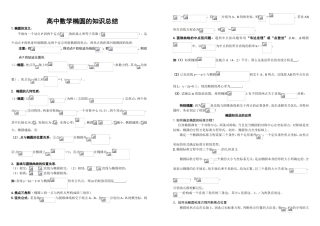 高中数学椭圆的知识总结