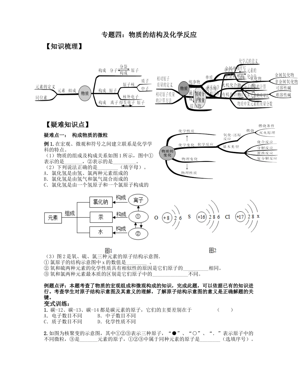 专题四：物质的结构及化学反应_第1页