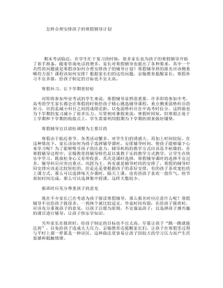 怎样合理安排孩子的寒假辅导计划