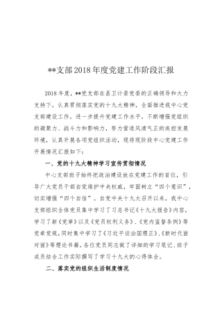 支部2018年度党建工作阶段汇报