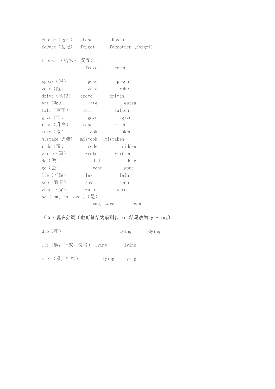 中考英语不规则动词过去式、过去分词、现在分词归类表_第3页