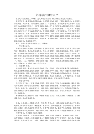 怎样学好初中语文