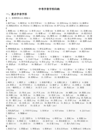 中考字音字形归纳