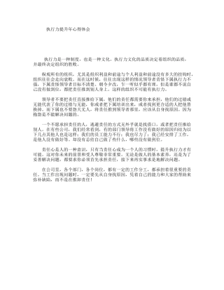 执行力提升年心得体会