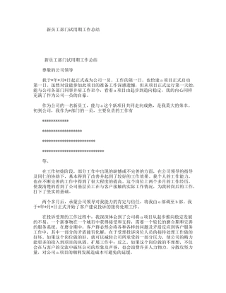 新员工部门试用期工作总结