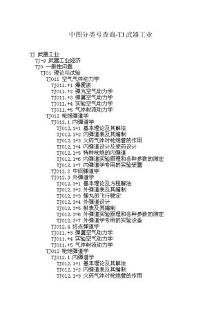 中图分类号查询-TJ武器工业