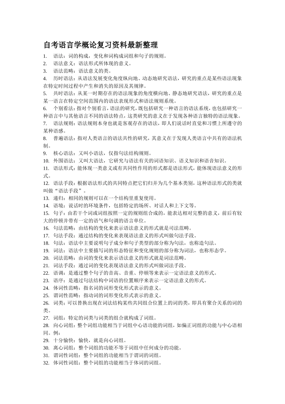 自考语言学概论复习资料最新整理_第1页
