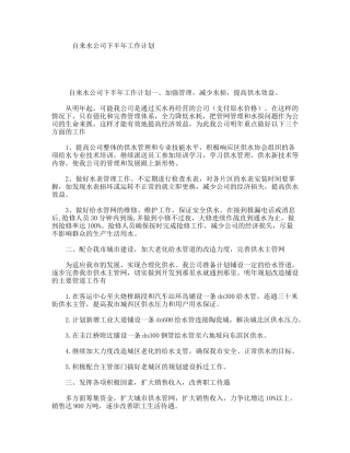 自来水公司下半年工作计划