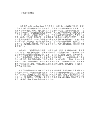 自我评价的释义