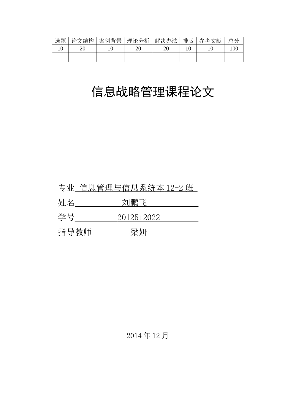 信息战略管理课程论文_第1页