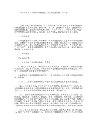 中学深入学习实践科学发展观活动分析检查阶段工作计划