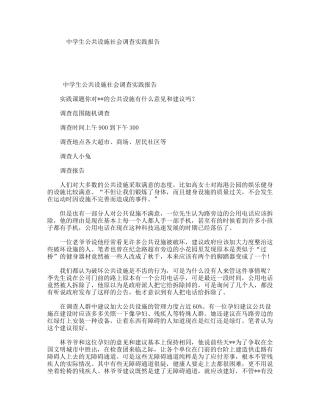 中学生公共设施社会调查实践报告