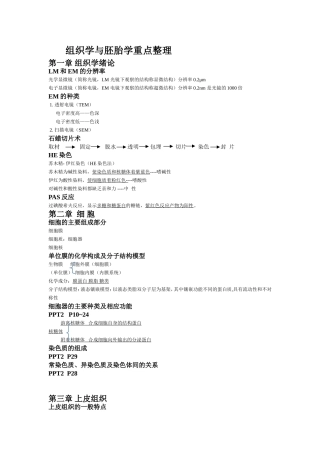 组织学与胚胎学重点整理