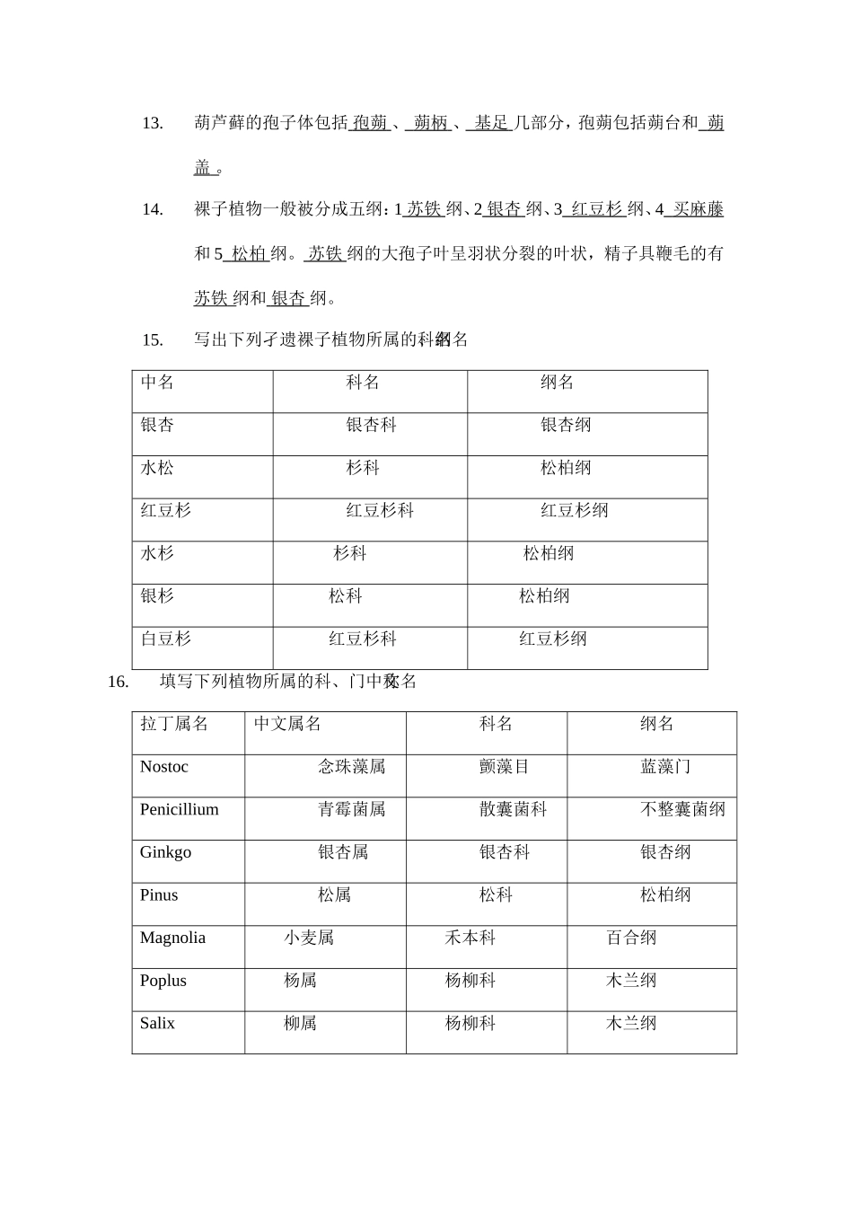 植物系统分类学模拟练习题_第2页