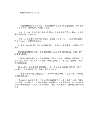 棕榈泉市场部工作计划