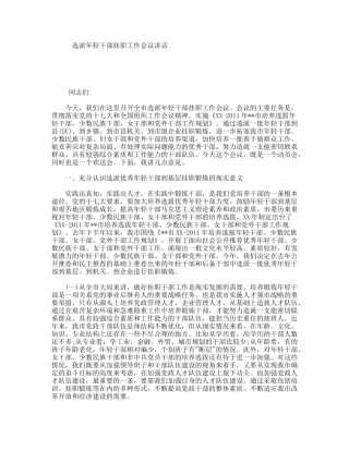 选派年轻干部挂职工作会议讲话