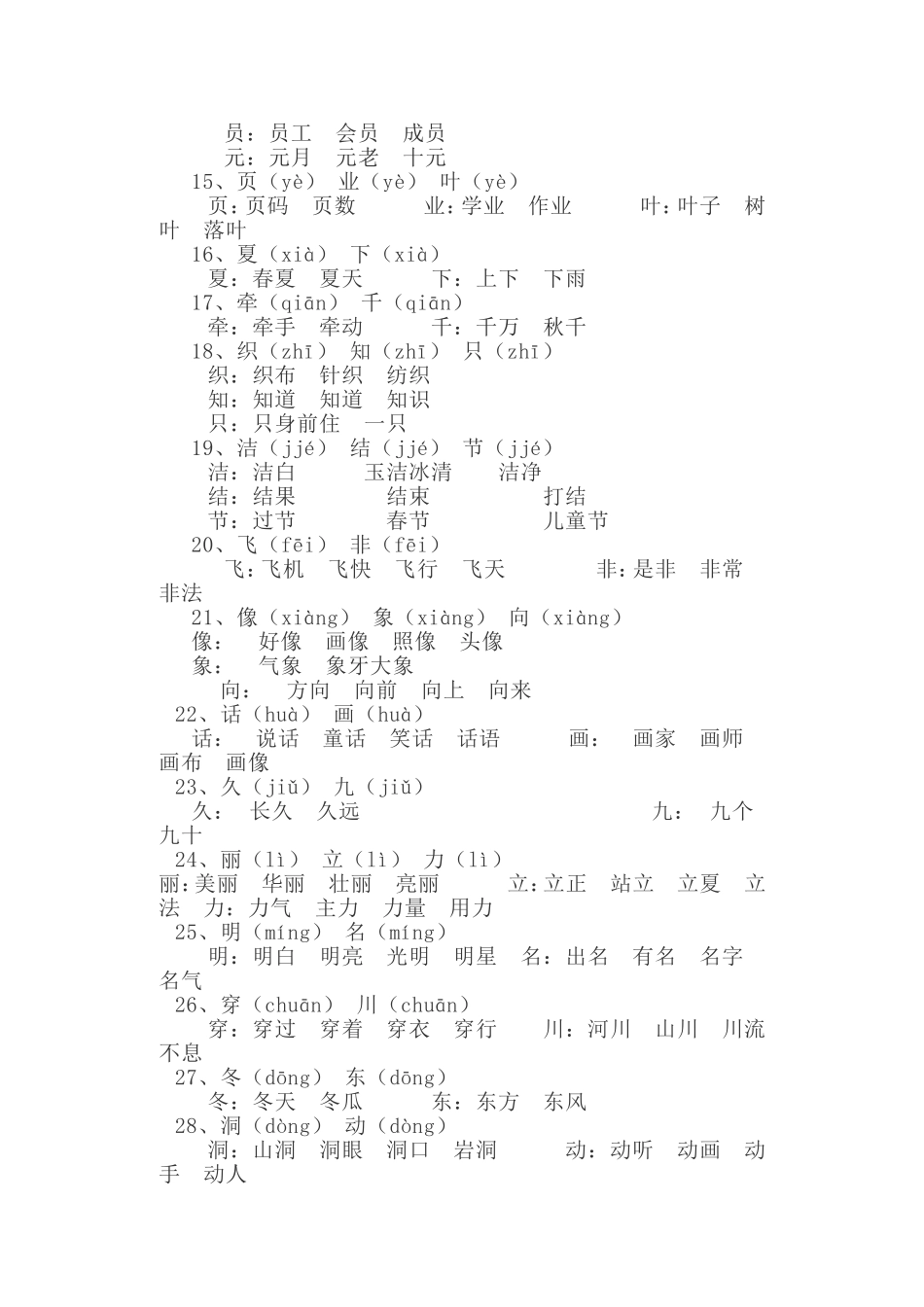 小学一年级语文同音字区分_第2页