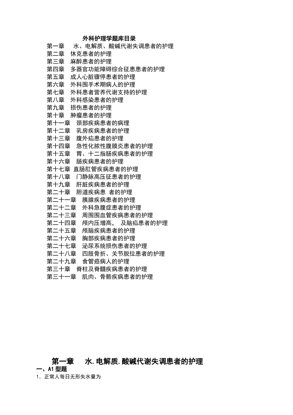 外科护理学题库目录_第1页