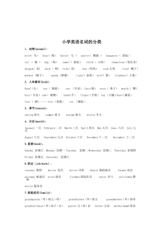 小学英语名词的分类