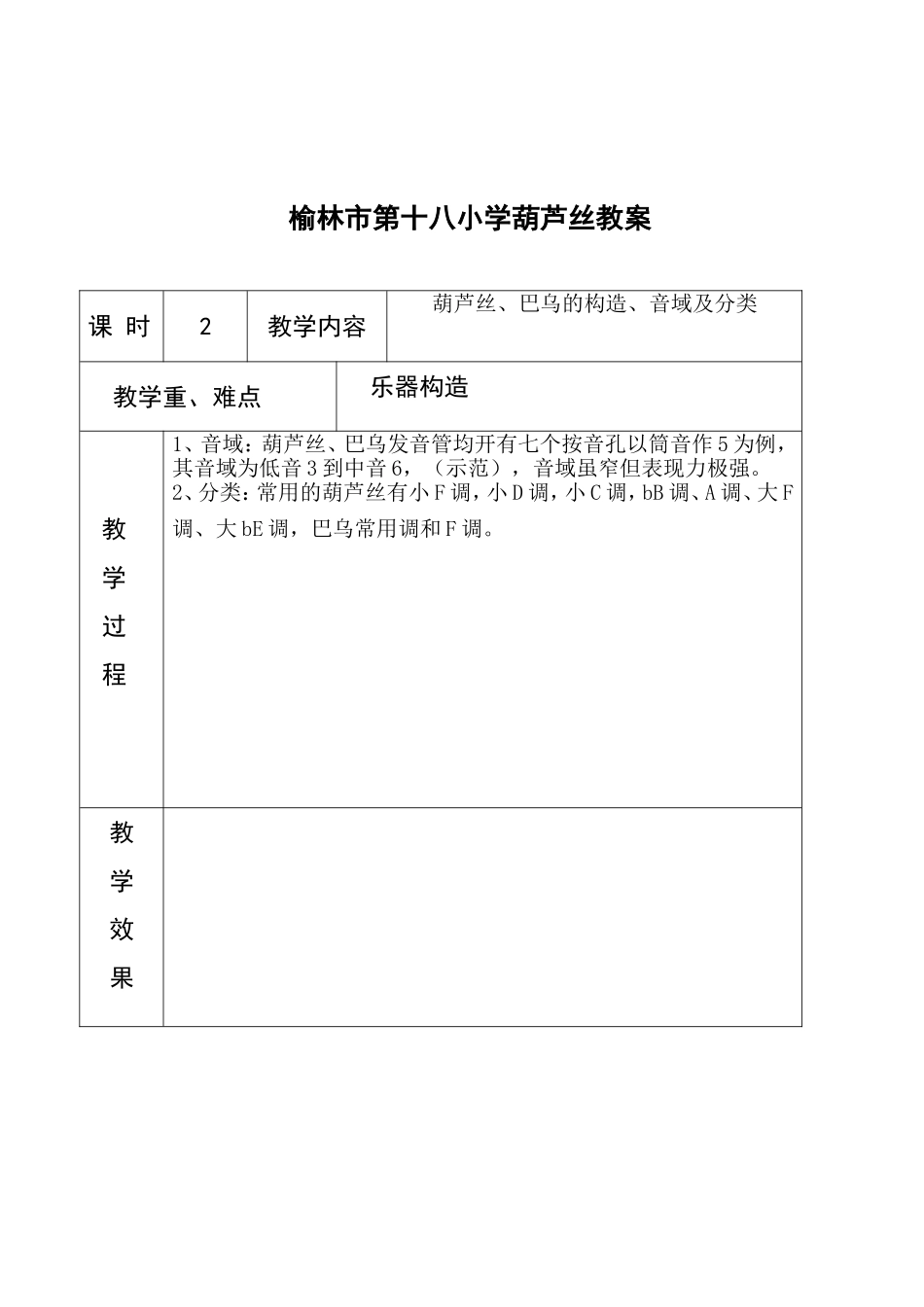 榆林市第十八小学葫芦丝教案_第2页