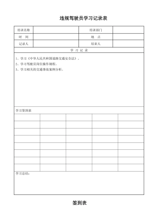 违规驾驶员学习记录表