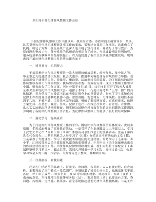 卫生局干部纪律作风整顿工作总结
