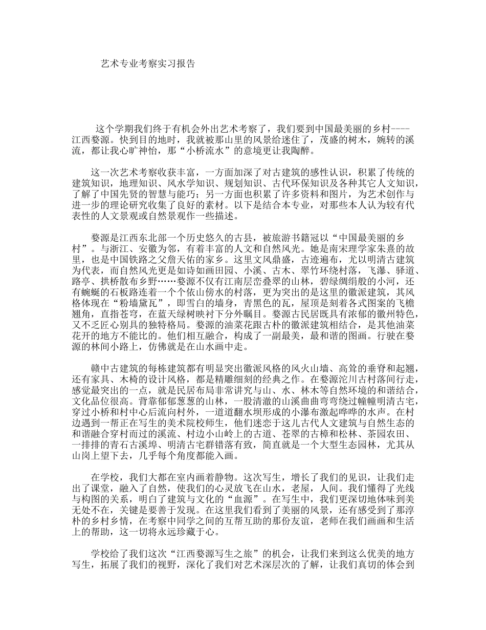 艺术专业考察实习报告_第1页