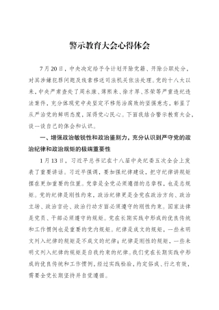 警示教育大会心得体会