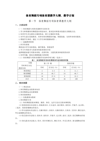 体育舞蹈专项体育课教学大纲、教学计划