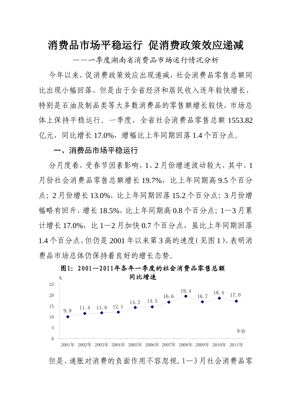 消费品市场平稳运行促消费政策效应递减_第1页